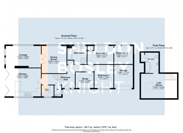 Floor Plan for 4 Bedroom Detached Bungalow for Sale in North Piddle, Grafton Flyford, WR7, 4PR - OIRO &pound550,000