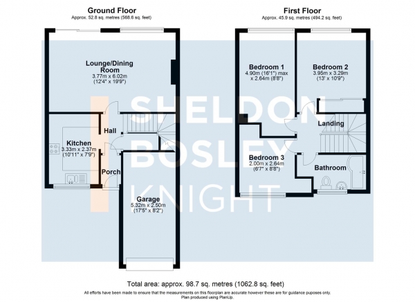 Floor Plan Image for 3 Bedroom End of Terrace House for Sale in Magnolia Close, Drakes Broughton, Pershore