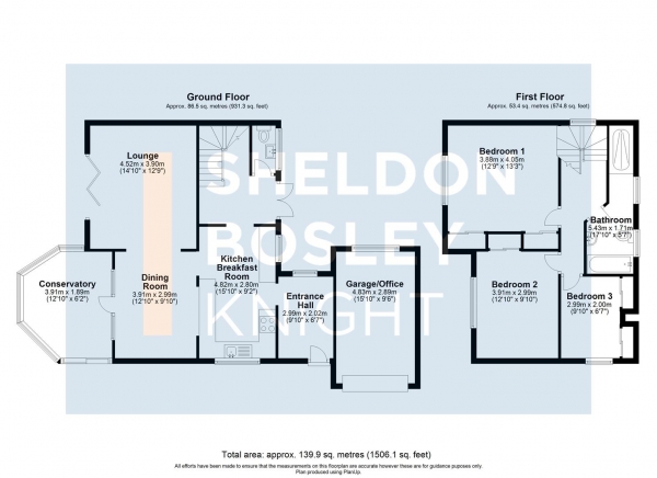 Floor Plan Image for 3 Bedroom Detached House to Rent in Whitehall Lane, Birlingham, Pershore