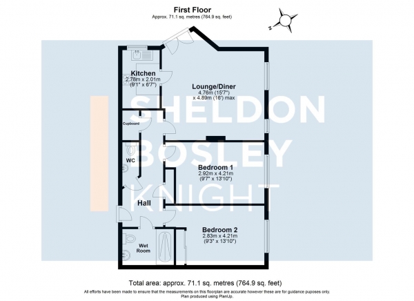 Floor Plan Image for 2 Bedroom Retirement Property for Sale in Defford Road, Pershore