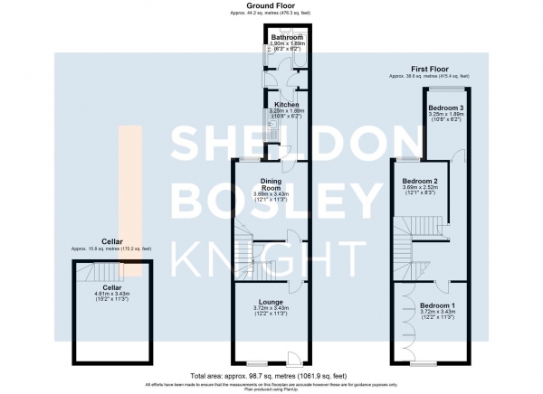 Floor Plan Image for 3 Bedroom Property for Sale in Chestnut Street, Worcester