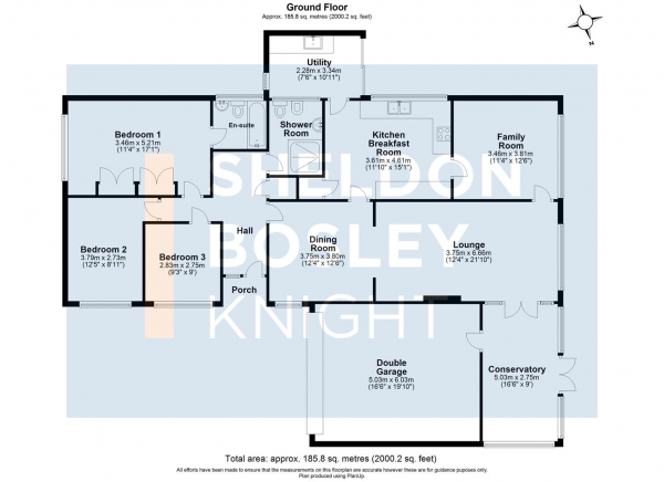 Floor Plan Image for 3 Bedroom Detached Bungalow for Sale in Church Lane, Flyford Flavell, Worcester