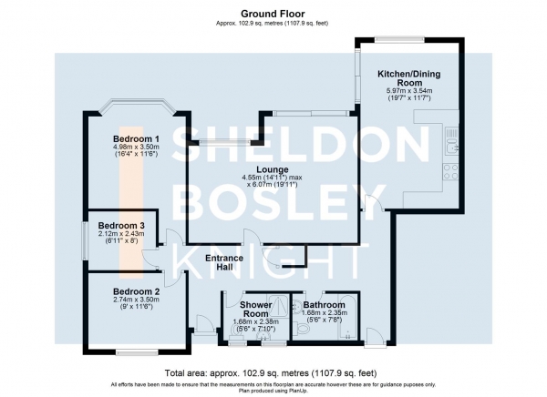 Floor Plan Image for 3 Bedroom Detached Bungalow for Sale in Nogains, Pershore