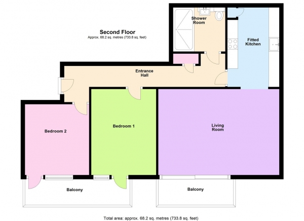 Floor Plan for 2 Bedroom Apartment to Rent in Durnford Street, Stonehouse, PL1, 3EU - £183 pw | £795 pcm