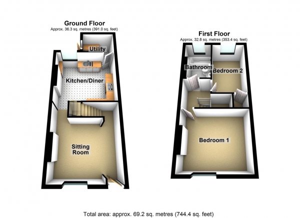 Floor Plan for 2 Bedroom Property to Rent in Duckworth Street, Stoke, Plymouth, PL2, 1EW - £156 pw | £675 pcm