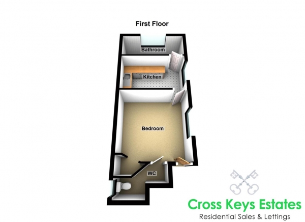 Floor Plan for 1 Bedroom Apartment to Rent in College Avenue, Mannamead, PL4, 7AL - £167 pw | £725 pcm