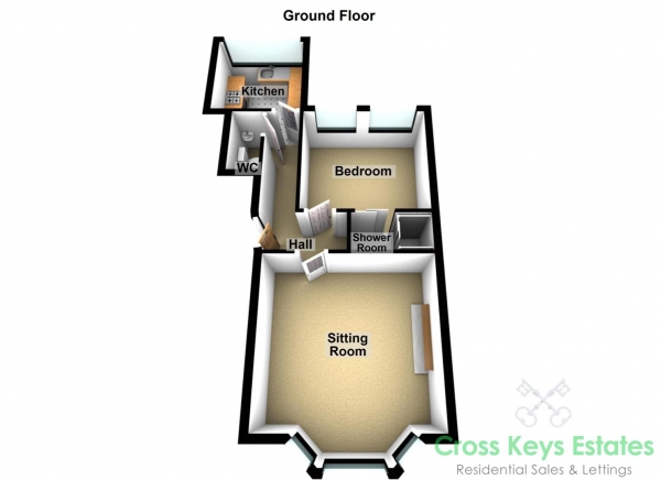 Floor Plan Image for 1 Bedroom Apartment to Rent in Valletort Road, Stoke