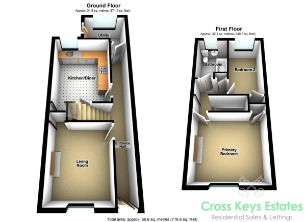 Floor Plan Image for 2 Bedroom Property to Rent in Duckworth Street, Stoke