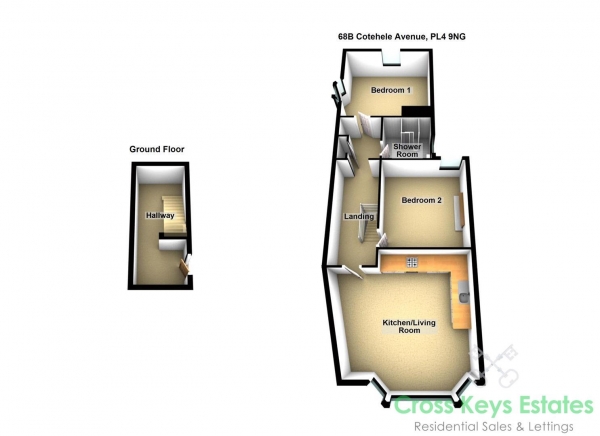 Floor Plan Image for 2 Bedroom Apartment to Rent in Cotehele Avenue, Prince Rock