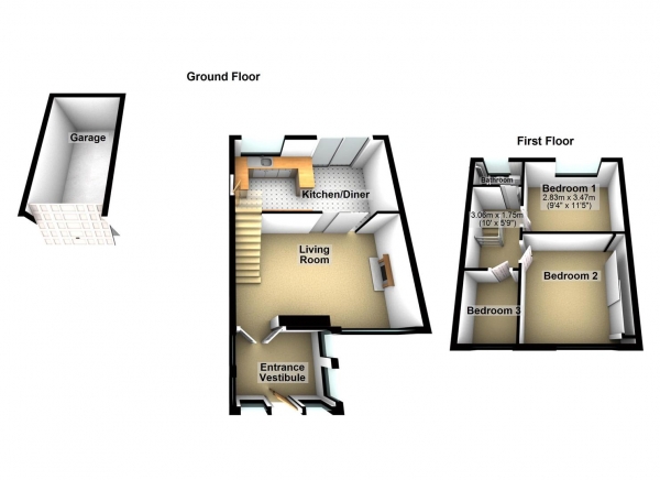 Floor Plan Image for 3 Bedroom Property to Rent in Birkbeck Close, Plympton