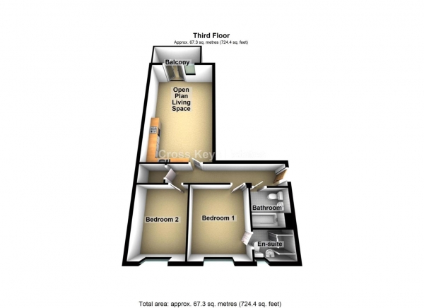 Floor Plan for 2 Bedroom Apartment for Sale in Trinity Street, Quadrant Quay, Millbay, PL1, 3FT - Guide Price &pound210,000
