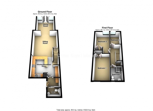 Floor Plan for 3 Bedroom Property for Sale in Cunningham Road, Tamerton Foliot, PL5, 4PU -  &pound180,000