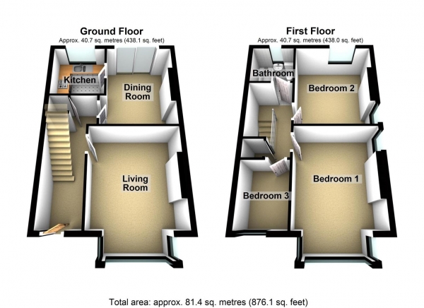 Floor Plan for 3 Bedroom Property for Sale in Trelawney Road, Peverell, PL3, 4JZ - Guide Price &pound215,000