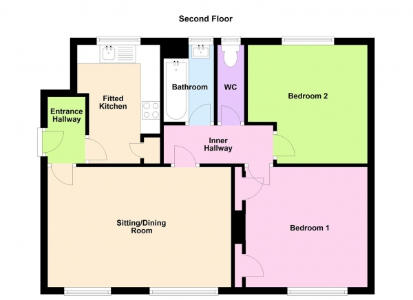 Floor Plan Image for 2 Bedroom Apartment for Sale in Packington Street, Stoke