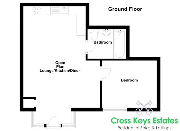 Floor Plan for 1 Bedroom Apartment for Sale in Barne Road, St Budeaux, PL5, 1EF -  &pound85,000