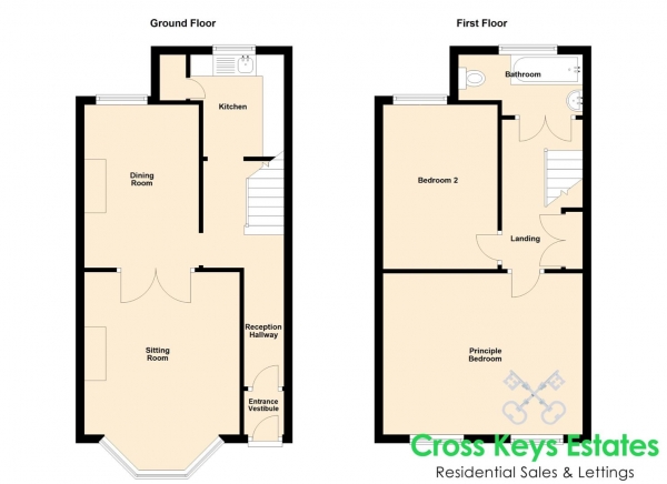Floor Plan for 2 Bedroom Terraced House for Sale in Beatrice Avenue, Keyham, Plymouth, PL2, 1NX - Guide Price &pound140,000