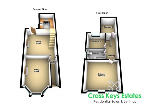 Floor Plan for 3 Bedroom Semi-Detached House for Sale in Bromley Place, Stoke, PL2, 1EX - Guide Price &pound190,000