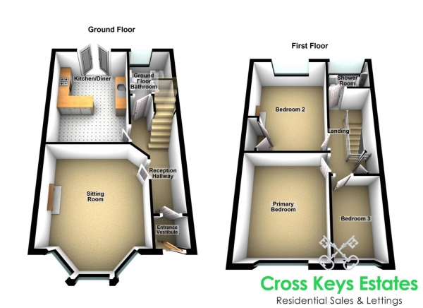 Floor Plan Image for 3 Bedroom End of Terrace House for Sale in South View Terrace, St Judes