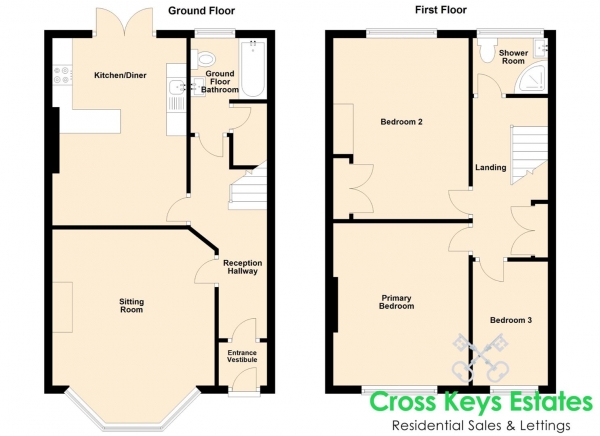 Floor Plan Image for 3 Bedroom End of Terrace House for Sale in South View Terrace, St Judes