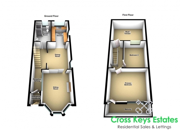 Floor Plan Image for 2 Bedroom End of Terrace House for Sale in Third Avenue, The Rectory