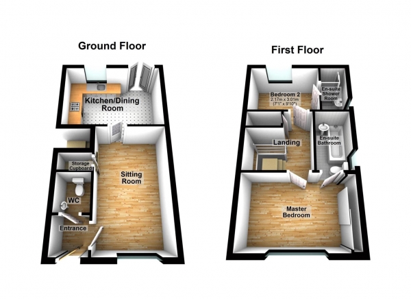 Floor Plan for 2 Bedroom Property for Sale in Cobham Close, Plymouth, PL6, 7FE - Guide Price &pound240,000