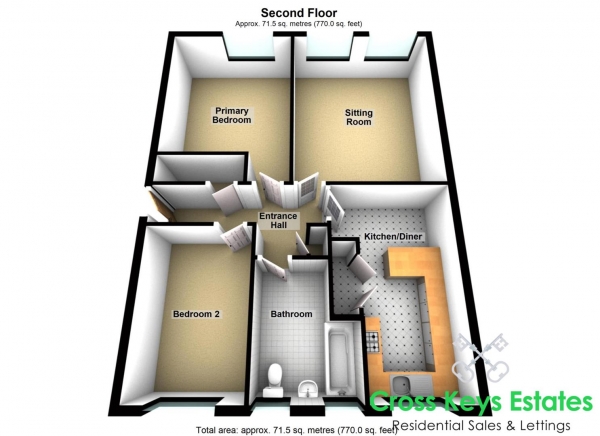 Floor Plan Image for 2 Bedroom Apartment for Sale in Clarence Court, East Stonehouse