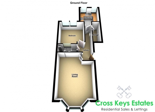 Floor Plan for 1 Bedroom Apartment for Sale in Valletort Road, Stoke, PL1, 5PN - Guide Price &pound110,000