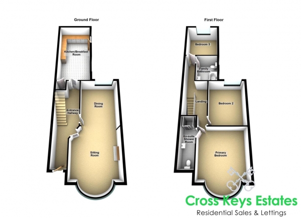 Floor Plan Image for 3 Bedroom Property for Sale in Nelson Avenue, Stoke