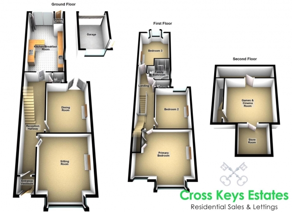 Floor Plan Image for 3 Bedroom Terraced House for Sale in Chestnut Road, Peverell