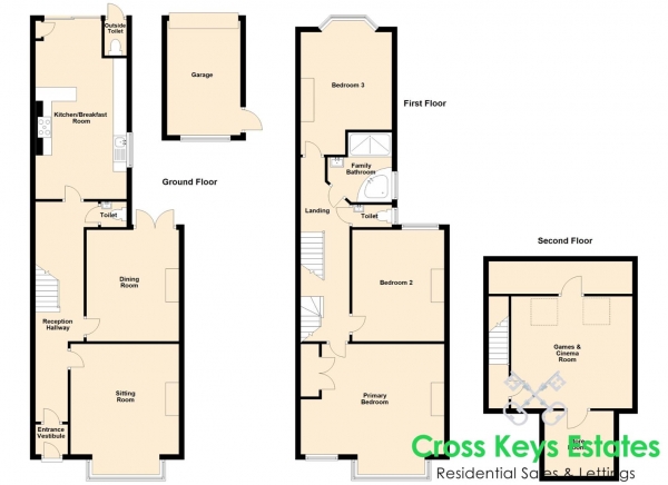 Floor Plan Image for 3 Bedroom Terraced House for Sale in Chestnut Road, Peverell