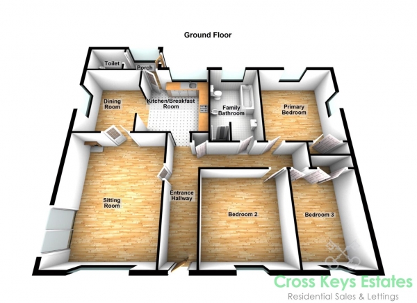 Floor Plan Image for 3 Bedroom Bungalow for Sale in Down View, Bere Alston