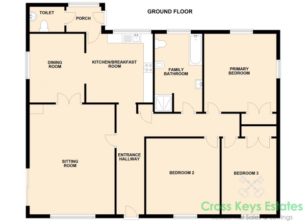 Floor Plan Image for 3 Bedroom Bungalow for Sale in Down View, Bere Alston