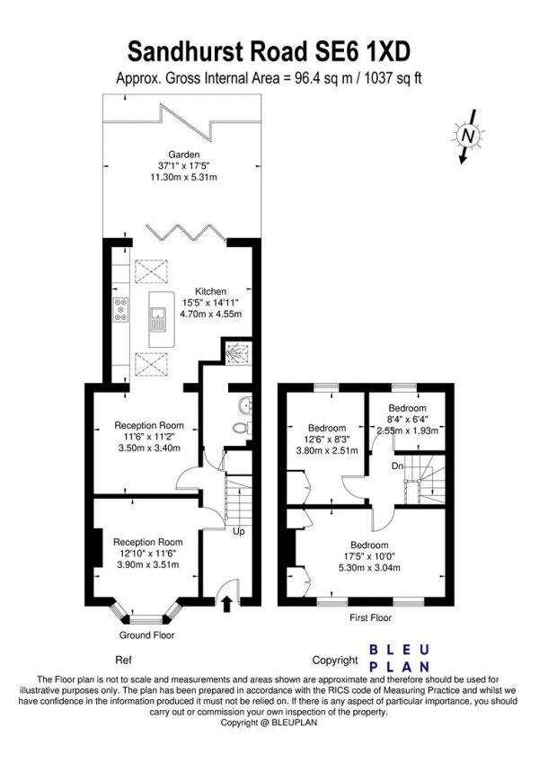 Floor Plan Image for 3 Bedroom Terraced House for Sale in Sandhurst Road, London