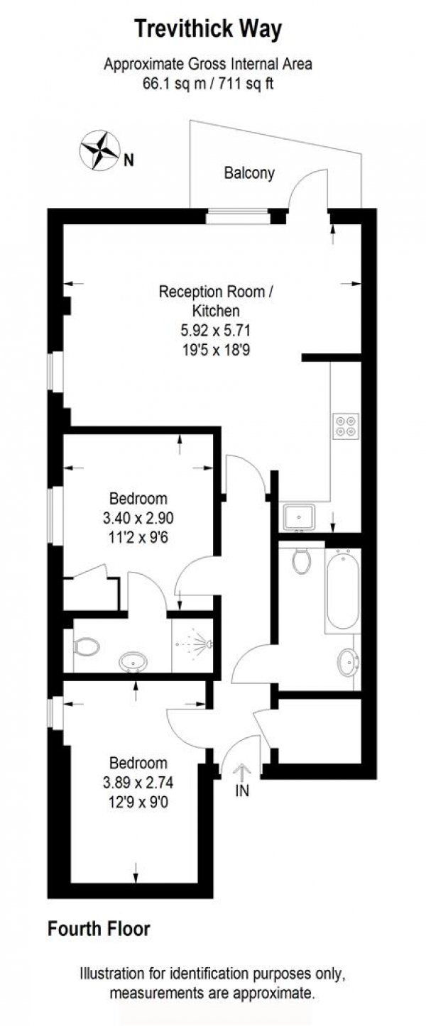 Floor Plan Image for 2 Bedroom Apartment for Sale in Findlay House, London