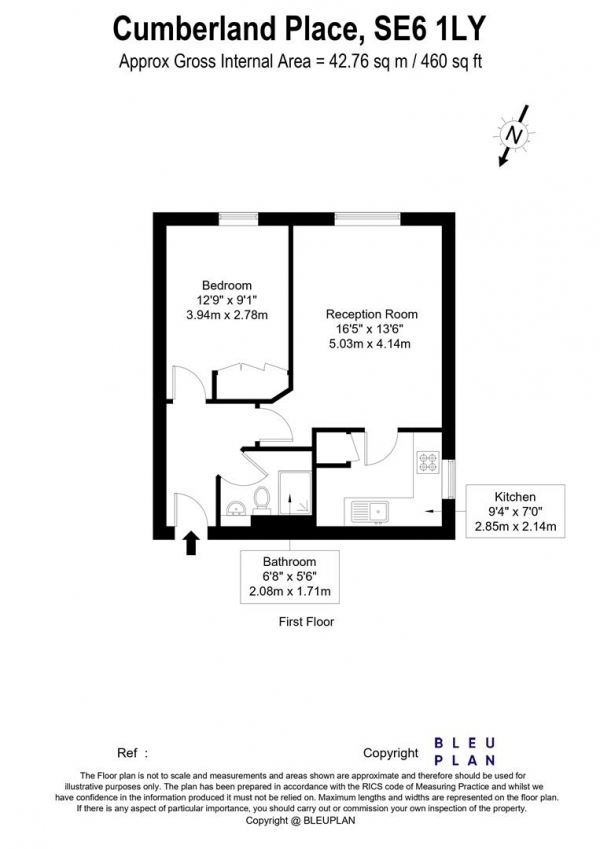 Floor Plan Image for 1 Bedroom Apartment for Sale in Hamilton Court, Cumberland Place, London