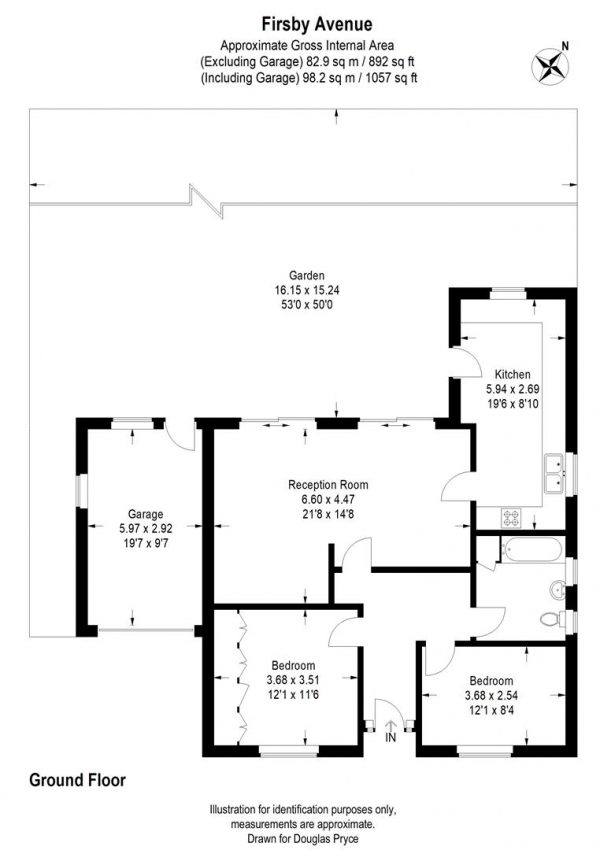 Floor Plan Image for 2 Bedroom Detached Bungalow for Sale in Firsby Avenue, Shirley Oaks