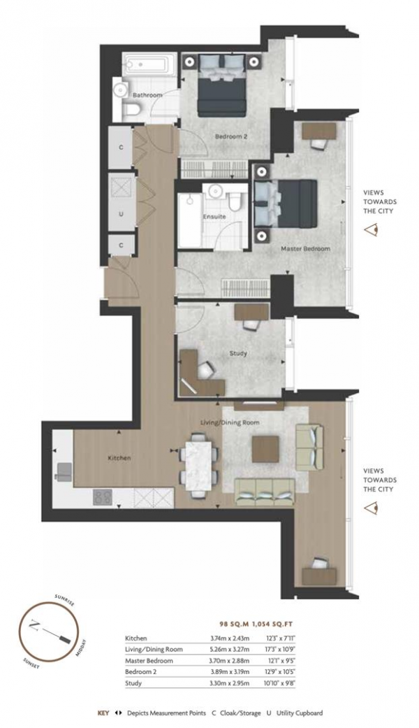 Floor Plan Image for 2 Bedroom Apartment for Sale in Valencia Tower, Bollinder Place