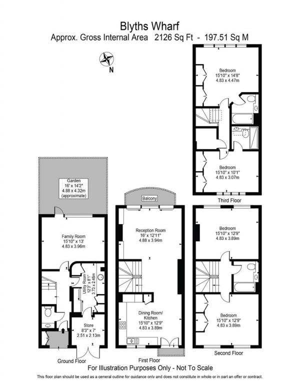 Floor Plan for 5 Bedroom Town House for Sale in Blyths Wharf, Narrow Street, London, E14, 8BF - Guide Price &pound2,000,000