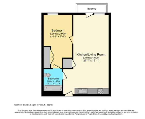 Floor Plan Image for 1 Bedroom Apartment for Sale in Grantham House, London City Island