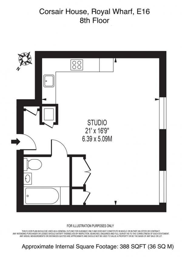 Floor Plan for Apartment to Rent in Corsair House, Royal Wharf Walk, E16, 2NY - £415 pw | £1800 pcm