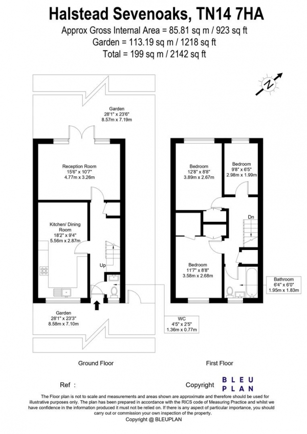 Floor Plan Image for 3 Bedroom End of Terrace House for Sale in Parkside, Halstead, Sevenoaks