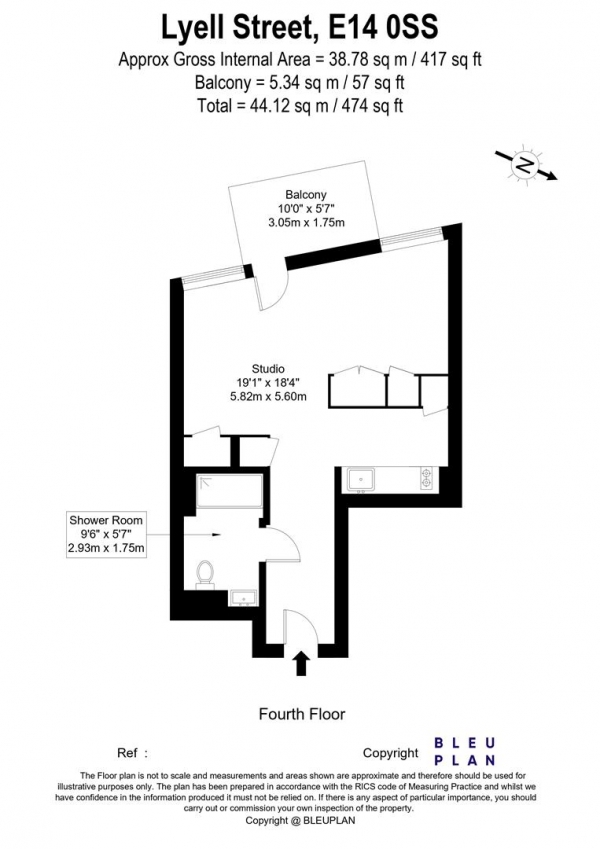 Floor Plan Image for Studio for Sale in Amelia House, Lyell Street, London