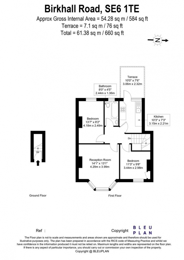 Floor Plan Image for 2 Bedroom Apartment to Rent in Birkhall Road, London