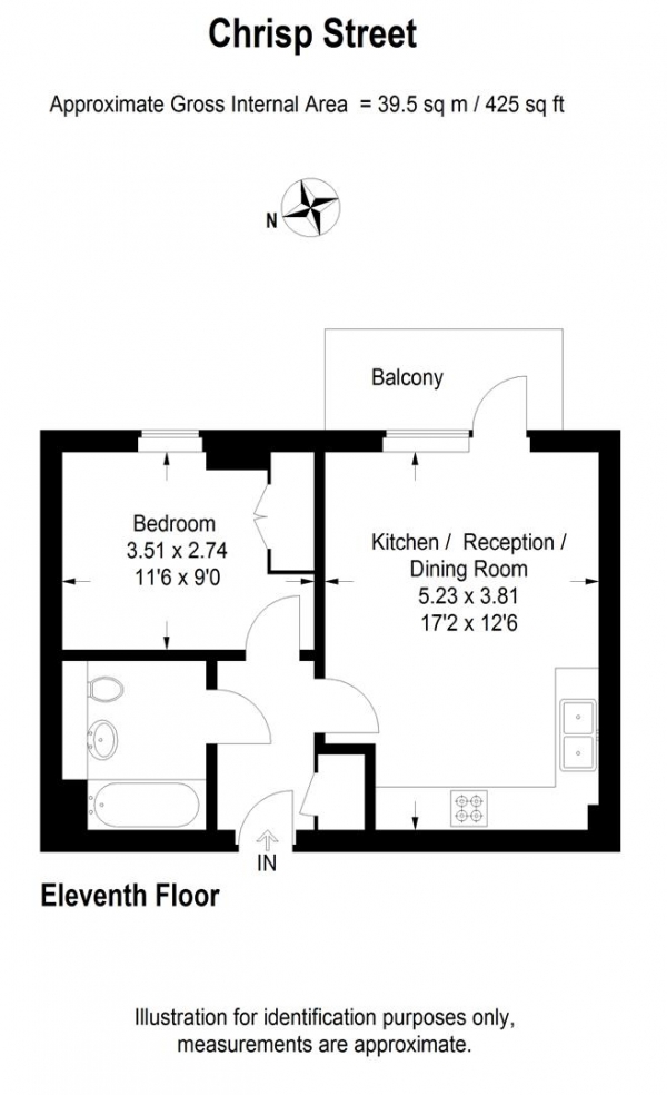 Floor Plan Image for 1 Bedroom Apartment to Rent in Parkview Apartments, London