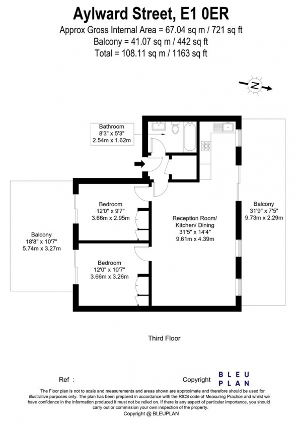 Floor Plan Image for 2 Bedroom Apartment for Sale in Justice Apartments, Aylward Street, London