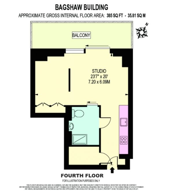 Floor Plan Image for Studio to Rent in Bagshaw Building, London