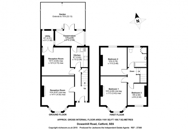 Floor Plan Image for 3 Bedroom Terraced House to Rent in Dowanhill Road, London