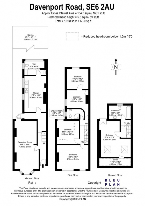 Floor Plan Image for 4 Bedroom Terraced House to Rent in Davenport Road, London