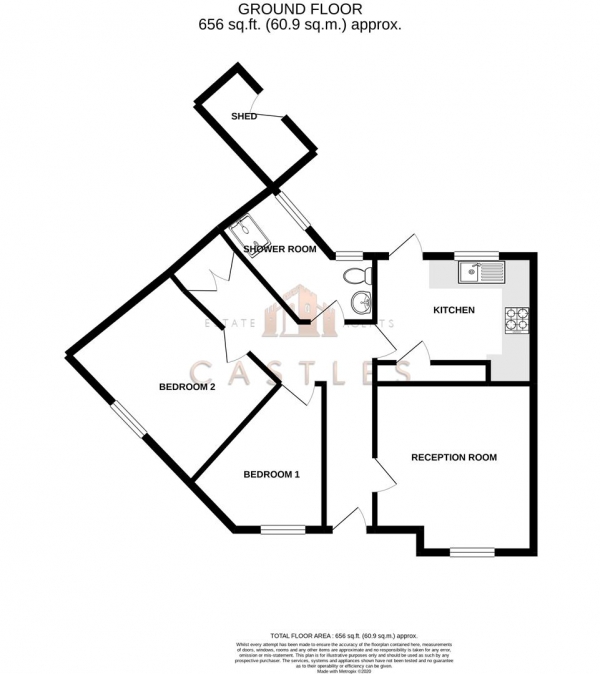 Floor Plan Image for 2 Bedroom Flat for Sale in Windmill Grove, Fareham