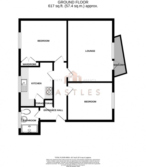 Floor Plan Image for 2 Bedroom Flat for Sale in Eastern Road, Portsmouth